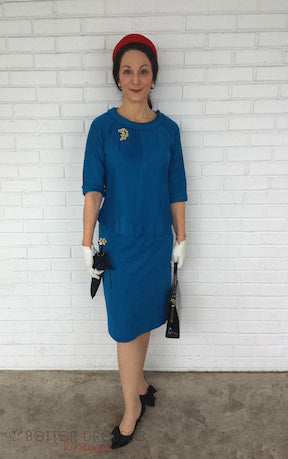 teal blue 50s or early 60s top and skirt set on yours truly