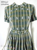 50s/60s Green Plaid Belted Shirtwaist - close, no crinoline