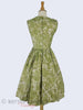60s Moss Green Full Skirt Dress - back view
