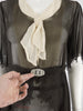 20s/30s Dress in Black Crepe - with brooch
