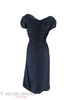 50s Navy Blue Silk Chiffon Dress - back view