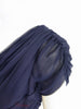 50s Navy Blue Silk Chiffon Dress - sleeve detail