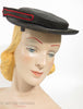 30s Black Straw Boater Tilt Hat