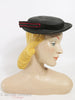 30s Black Straw Boater Tilt Hat