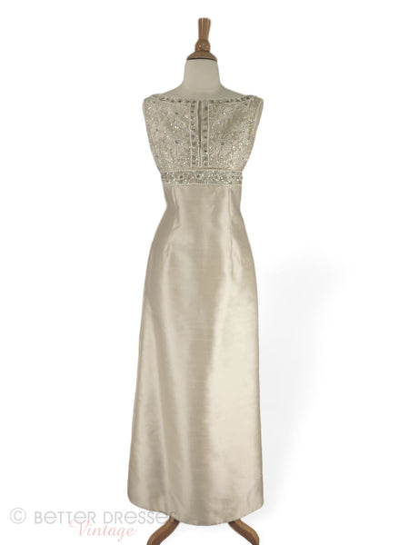 60s Beaded Column Gown in Cream