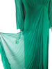 60s Green Plus Size Green Gown - front skirt drape