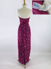Fuchsia sequined wiggle gown - back view with Mike Benet label