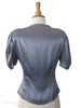 Blouse en satin gris bleu des années 40