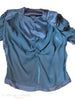 Blouse en satin gris bleu des années 40