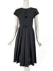 50s/60s Black cotton day dress without crinoline - front