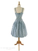 Vintage sundress in aqua blue with deer print