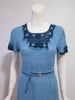 70s Does 30s Blue Crochet Day Dress