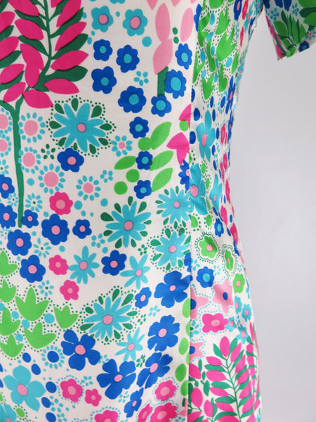 60s Floral Shift Dress detail
