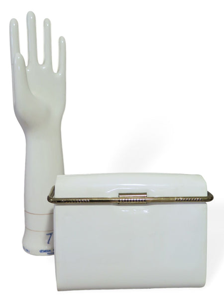 60s Mod Box Purse in White Patent