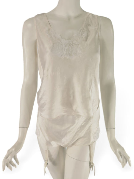 80s lingerie set - camisole and tap pants with garters