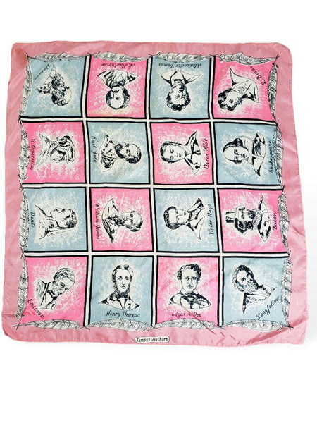 Large Novelty Print Vintage Silk Scarf