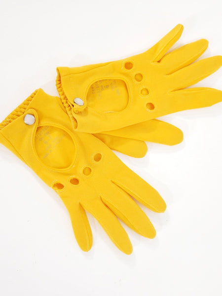 1960s Mod Bright Yellow Nylon Driving Gloves