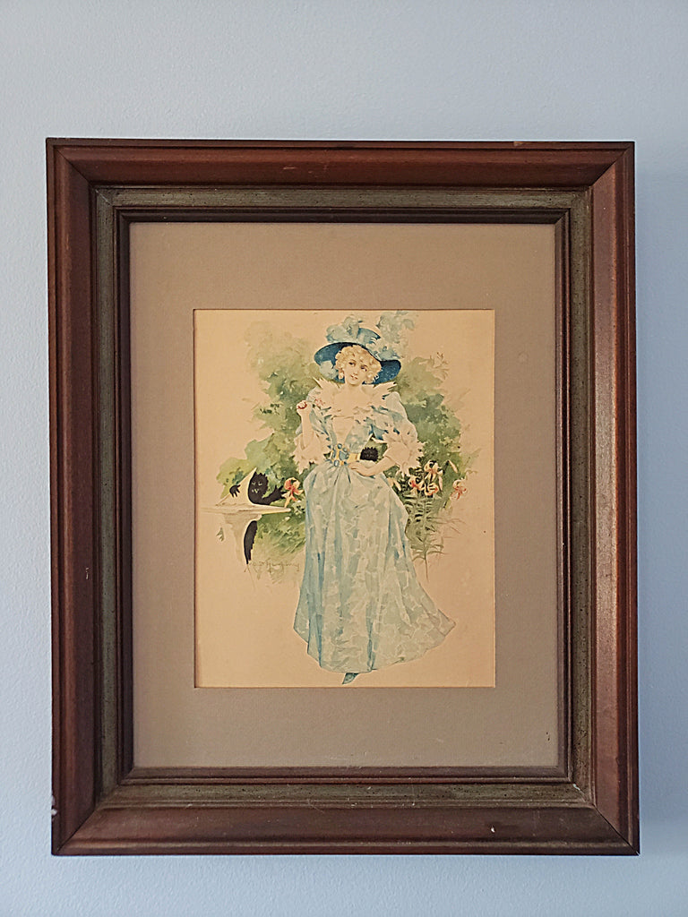 Antique Maud Humphreys framed print, altered.