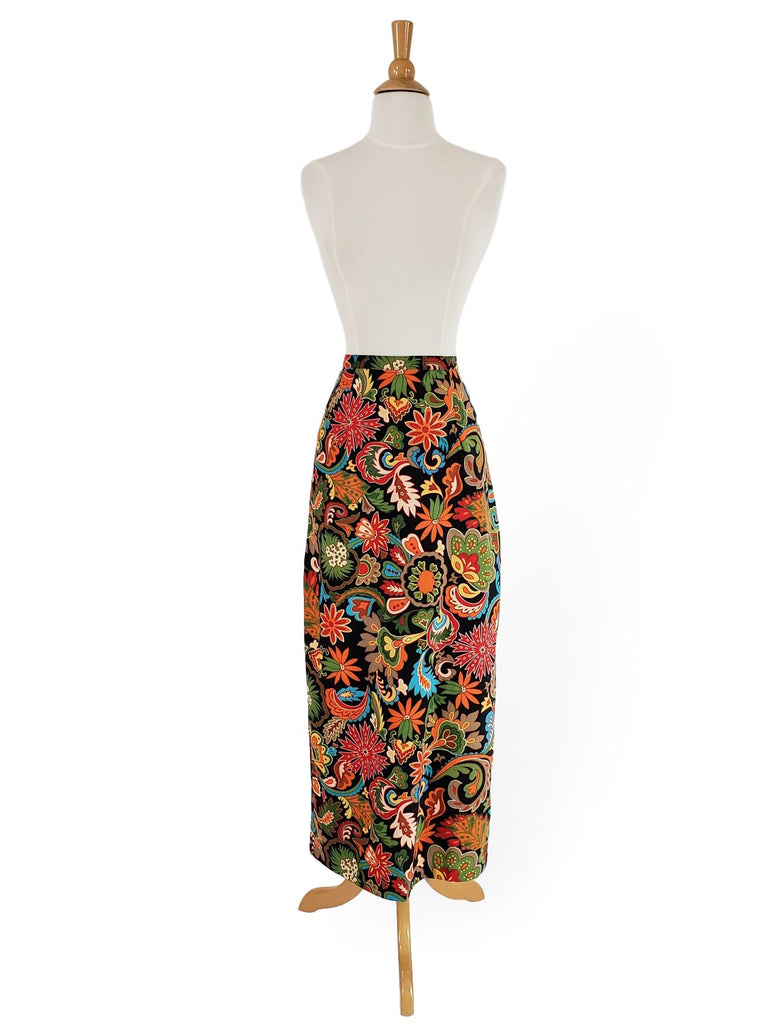80s Maxi Skirt in Bold Jacobean Print