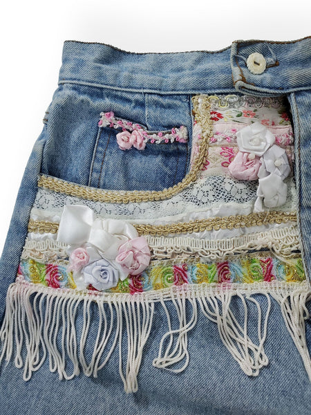 Jeans taille haute des années 80, embelli - med