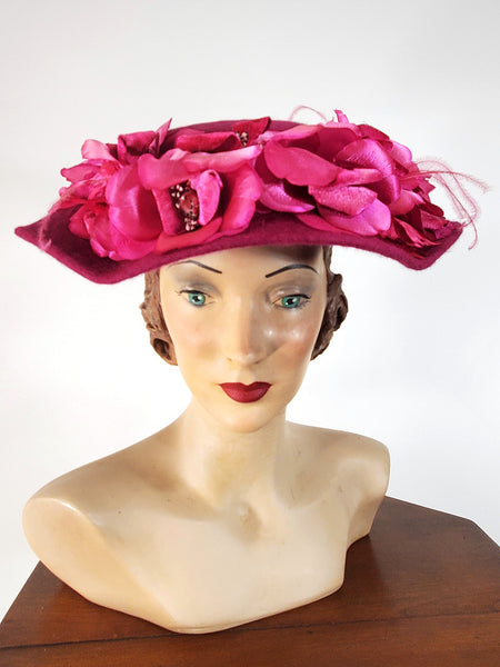 Front View of mid-century cartwheel hat