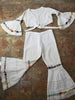 1960s Mexican Embroidered Top and Trousers Set - Lying Flat