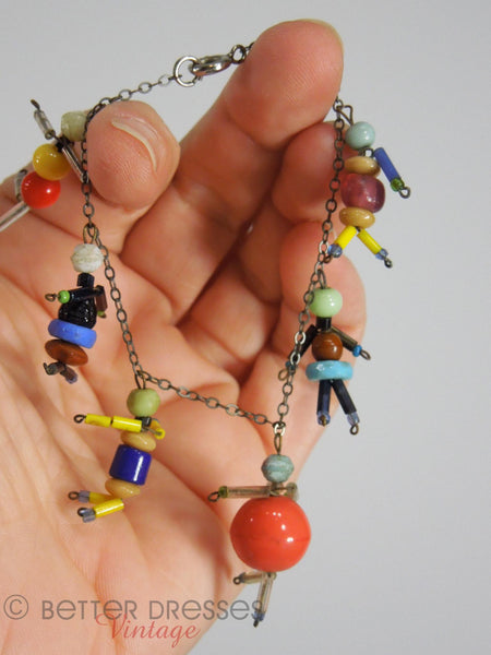 30s/40s Czech Glass Bead People Bracelet - in hand