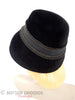 50s Black Fur Felt Mushroom Hat - other side and back