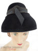 50s Black Fur Felt Mushroom Hat - front alternate view