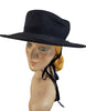1940s wide brim straw hat in navy blue