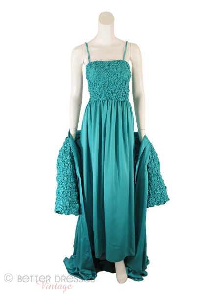 70s Odette Barsa Teal Peignoir - draped