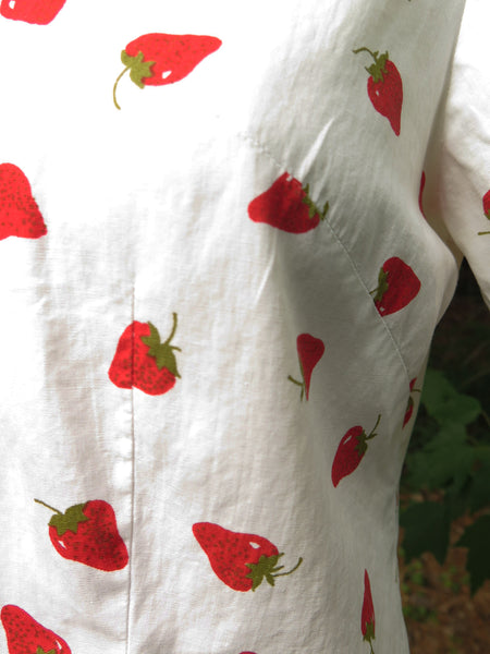 60s Short Sleeve Strawberries Blouse