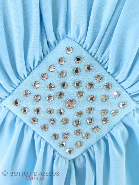 70s Sky Blue Maxi Dress - medallion