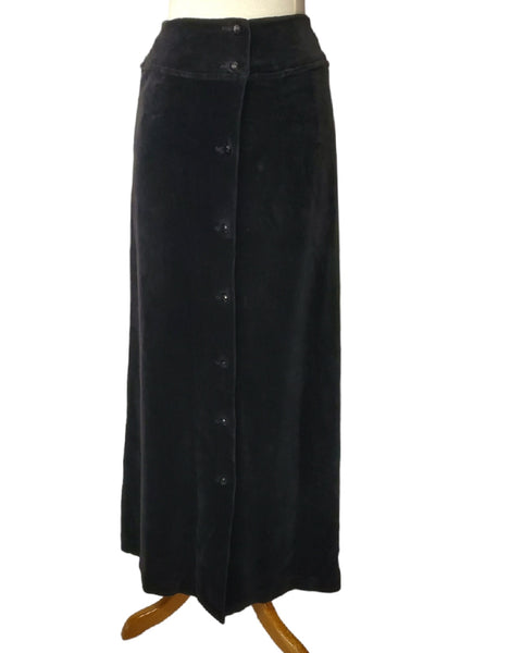 hippie maxi skirt in black velvet