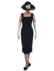 40s/50s Strawbridge & Clothier New Look Black Straw Wide Brim Hat With Lace Trim