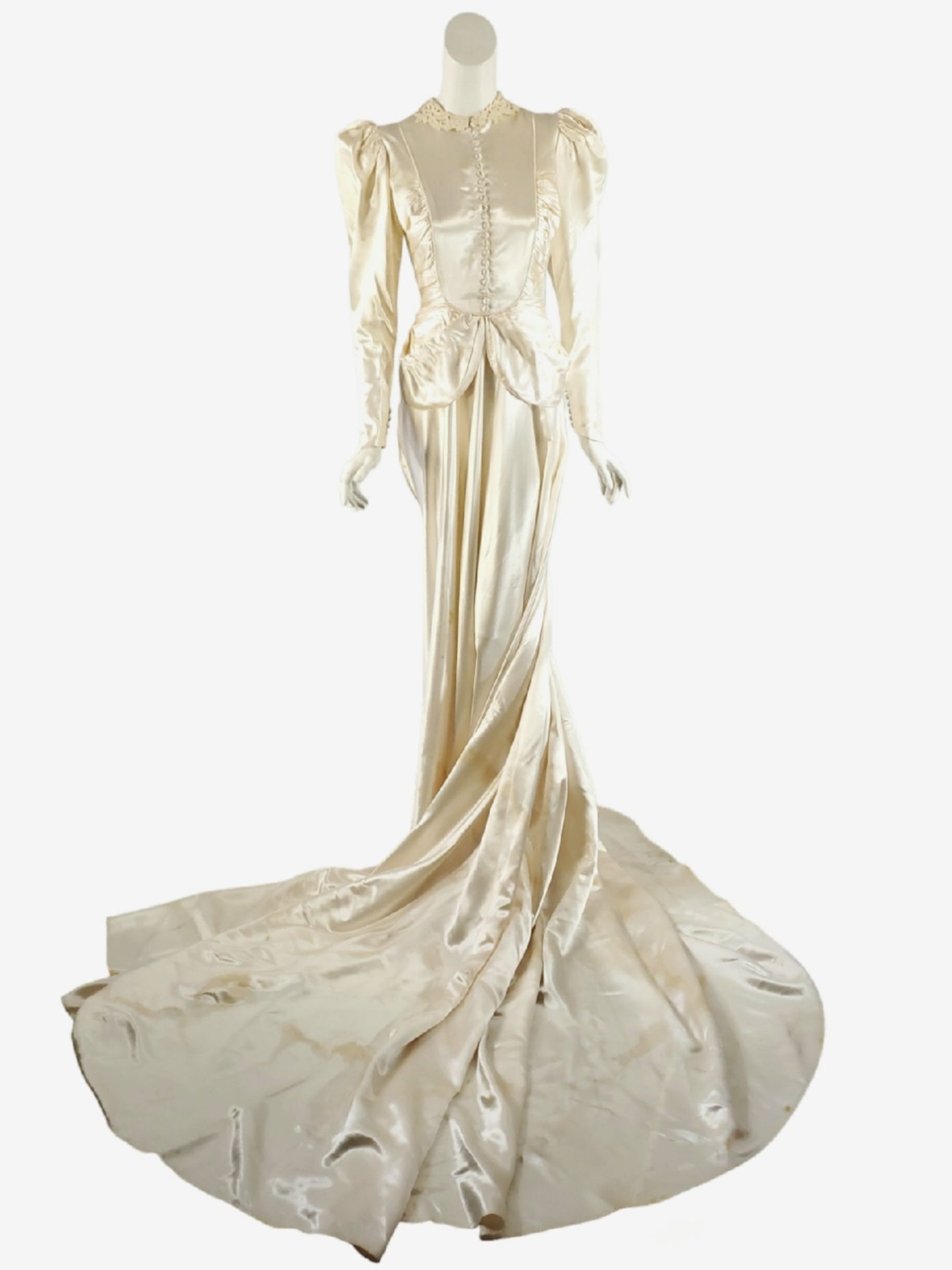 30s/40s Satin Wedding Gown With Long Sleeves and Peplum Better Dresses Vintage 30s/40s Satin Wedding Gown With Long Sleeves and Peplum Better Dresses Vintage