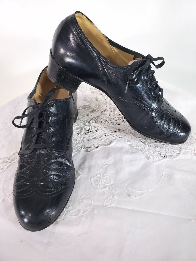 30s Black Leather Brogues