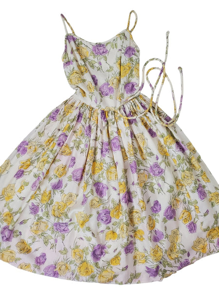 purple and yellow dress 50s/60s Purple and Yellow Roses Full Skirt Sundress With Head Scarf –  Better Dresses Vintage