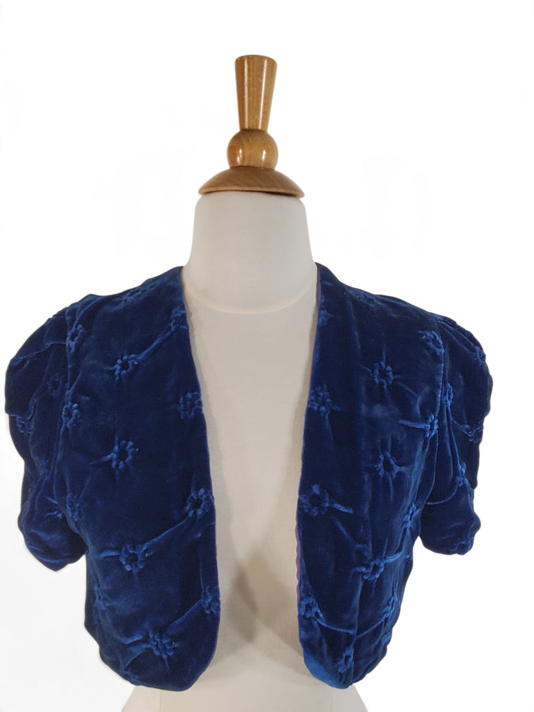 30s Blue Velvet Bolero Jacket