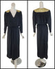 70s Bill Tice Caftan Dress in Black Qiana