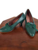 Front and side views of American Duchess Green Hazel Pumps