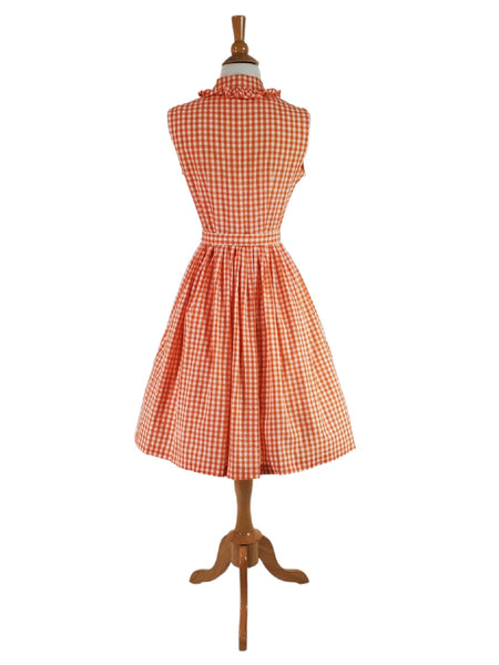 back view of mid-century cotton gingham dress