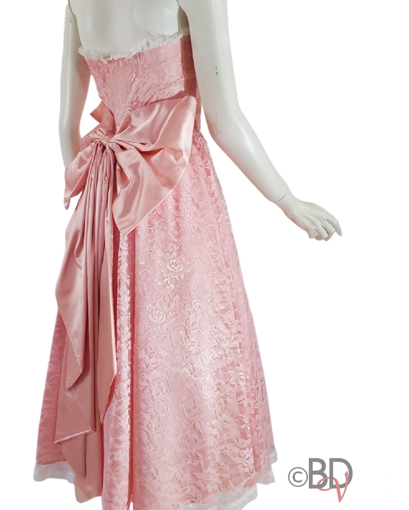 80s pink dress Baby Pink Dress 80s Party Puff Sleeve Dress Midi Prom Dress Oversized Bow Pastel Cotton PLEATED Button Back Scoop 1980s Vintage Small