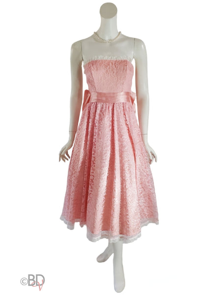 1980s Gunne Sax Pink Lace Party Dress