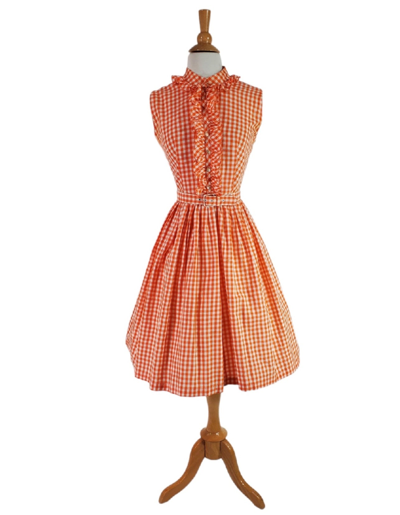 50s/60s Orange Gingham Sleeveless Dress Better Dresses Vintage 50s/60s Orange Gingham Sleeveless Dress Better Dresses Vintage