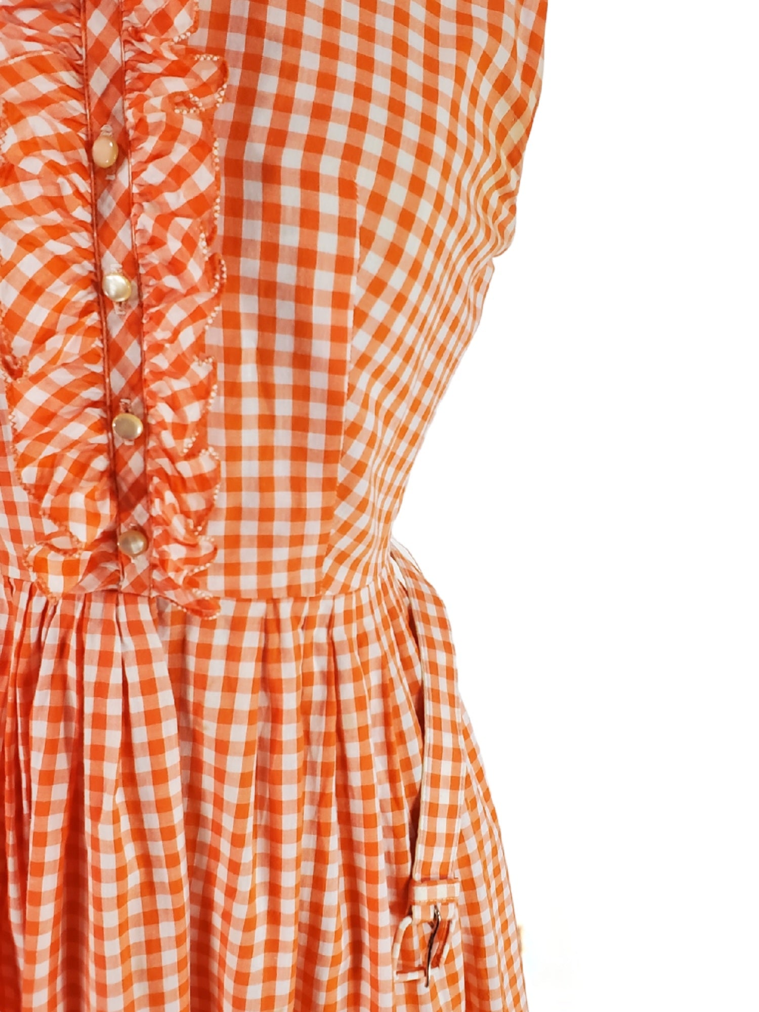 orange gingham dress 50s/60s Orange Gingham Sleeveless Dress – Better Dresses Vintage