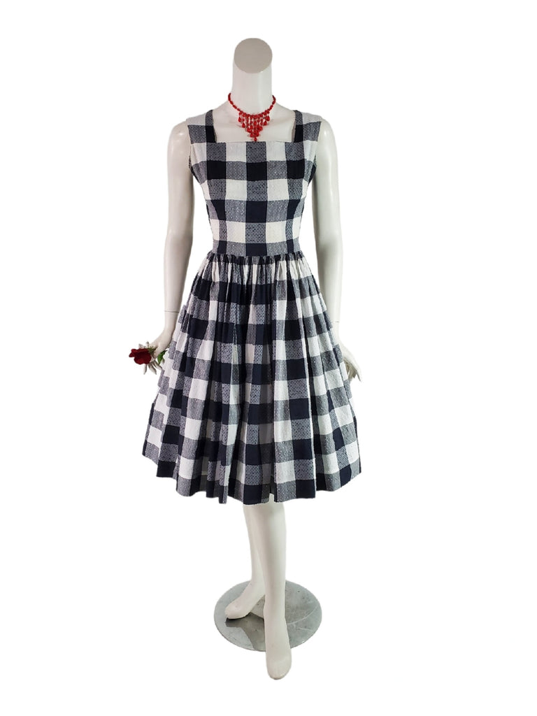 50s/60s B&W Gingham Dress 