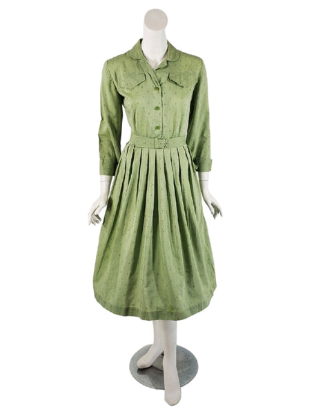 Vintage Shirtwaist in Green shown with Crinoline