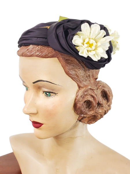50s Cocktail Hat in Navy or Black