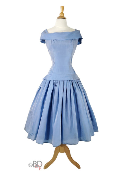 40s/50s Periwinkle Full Skirt Party Dress